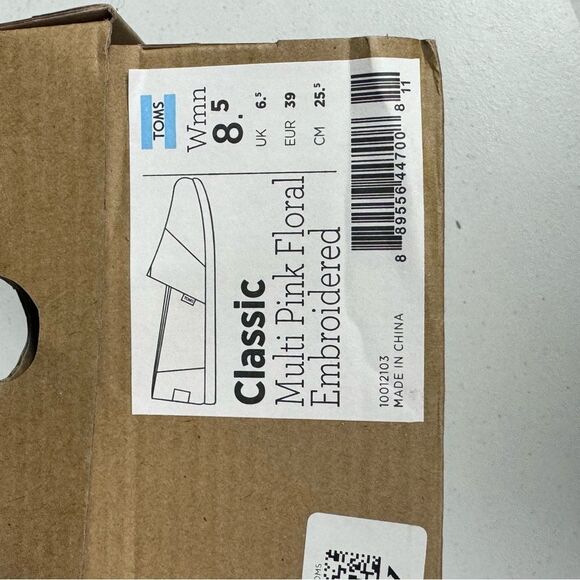 Toms Classic Multi pink floral shoes size 8.5 women’s embroidered slip on - Picture 6 of 6